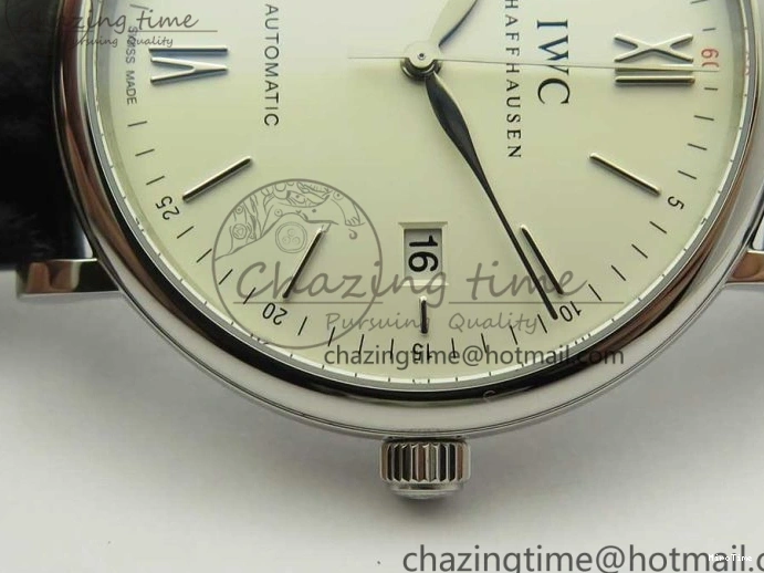 MIROTIME 1230 Portofino Automatic SS FKF 1:1 Best Edition White Dial SS Markers on Black Leather Strap A QuickDry 7138